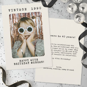Tarjeta Foto de cumpleaños de hito adulto retro