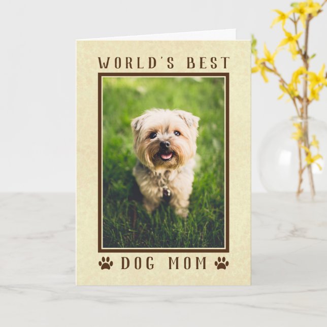 Tarjeta Foto de cumpleaños de la mejor mamá de perros del  (flor amarilla)