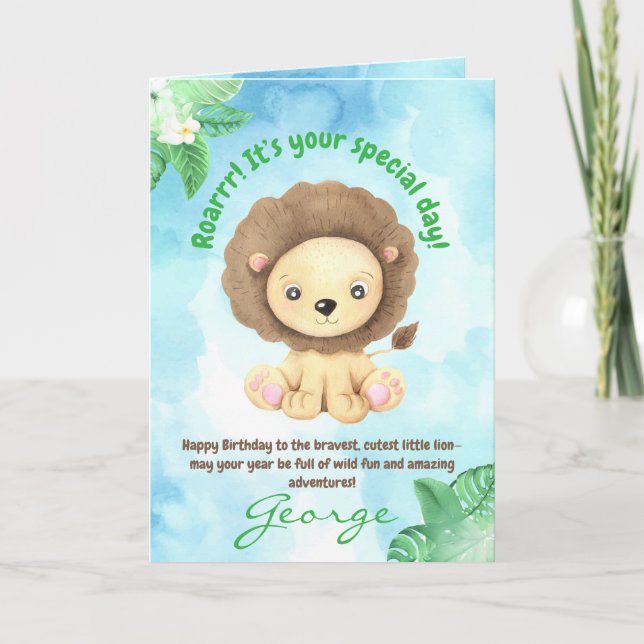 Tarjeta Foto de cumpleaños de niños con animales de la jun (Anverso)
