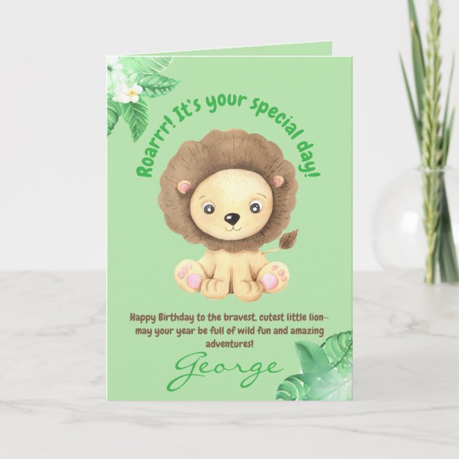 Tarjeta Foto de cumpleaños de niños con animales de la jun (Anverso)
