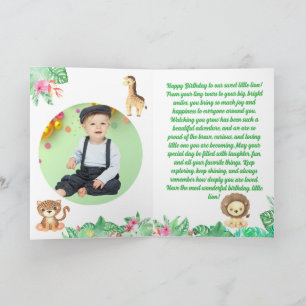 Tarjeta Foto de cumpleaños de niños con animales de la jun