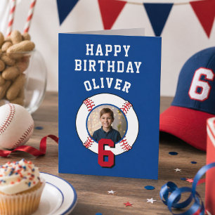 Tarjeta Foto de cumpleaños de niños con pelota de béisbol 