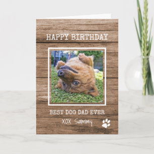 Tarjeta Foto de cumpleaños del mejor papá de perros rústic