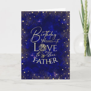 Tarjeta Foto de cumpleaños del padre con texto dorado y ci
