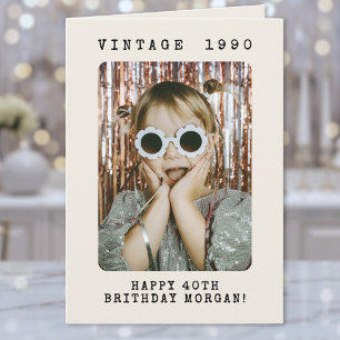 Tarjeta Foto de cumpleaños emblemático retro vintage