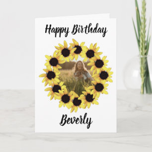 Tarjeta Foto de cumpleaños feliz de girasol