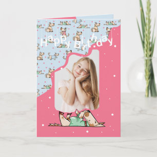 Tarjeta Foto de cumpleaños rosa azul de That Dog Life