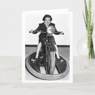 Tarjeta Foto de época - Chica en ciclo