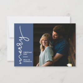 Tarjeta Foto de escritura navideña de recién casada Merry