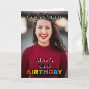 Tarjeta Foto de Felicitación de Cumpleaños 30 Personalizad