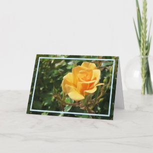 Tarjeta Foto de flor de rosa amarilla elegante en marco co