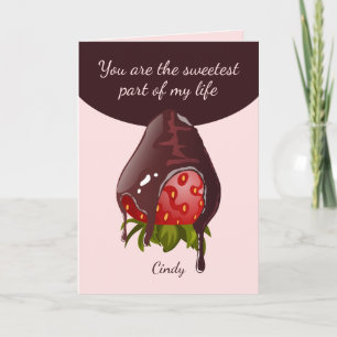 Tarjeta Foto de Fresa Cubierta de Chocolate Dulce para San