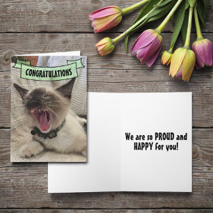 Tarjeta Foto de gatito siamés gritando felicitaciones lind