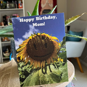 Tarjeta Foto de girasol sonriente Mensaje personalizado Cu