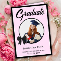 Foto de graduación con lazo de gingham negro