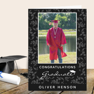 Tarjeta Foto de graduación de Black Rococo felicitaciones