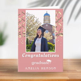 Tarjeta Foto de graduación de felicitación con confeti dor