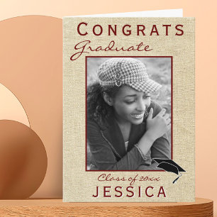 Tarjeta Foto de graduación de felicitación rústica moderna
