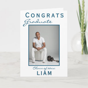 Tarjeta Foto de graduación de felicitaciones azul moderno