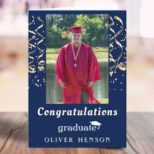 Tarjeta Foto de graduación de felicitaciones de Confetti