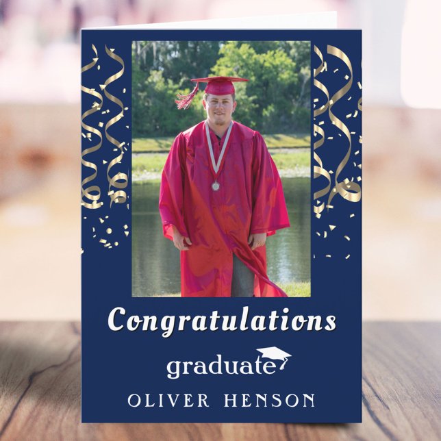 Tarjeta Foto de graduación de felicitaciones de Confetti (Subido por el creador)