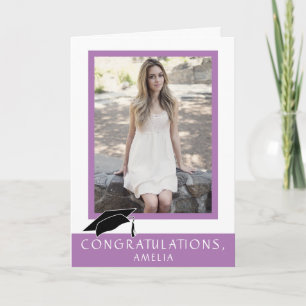 Tarjeta Foto de graduación de felicitaciones púrpura moder