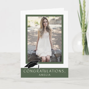 Tarjeta Foto de graduación de felicitaciones verde moderna
