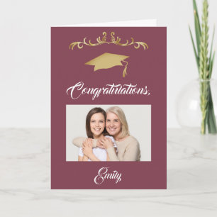 Tarjeta Foto de Graduado Felicidades con Adorno de Oro
