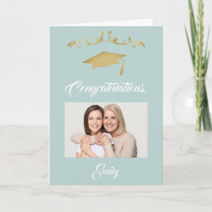 Tarjeta Foto de Graduado Felicidades con Adorno de Oro