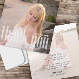 Tarjeta Foto de graduado minimalista Gracias Personalizado