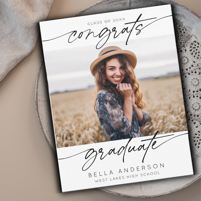 Tarjeta Foto de guión de graduación de Congrats modernos (Subido por el creador)