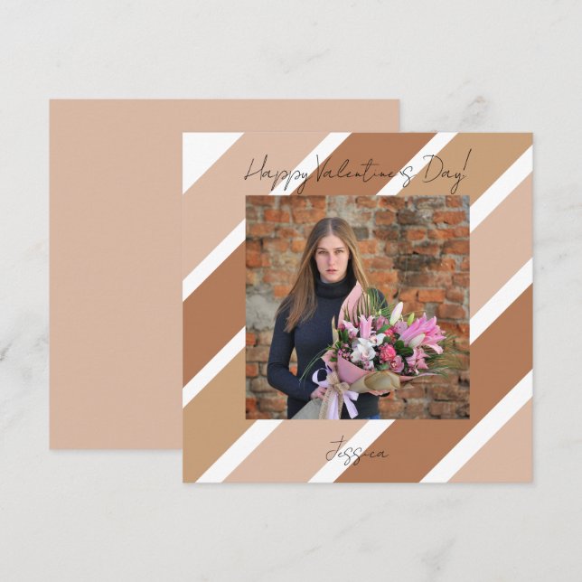 Tarjeta Foto de guión moderno para el día de San Valentín (Anverso / Reverso)