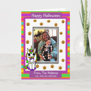 Tarjeta Foto de Halloween de la familia Unicornio