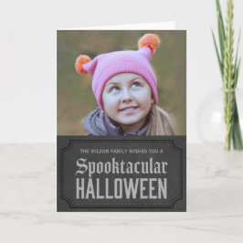 Tarjeta Foto de Halloween Gray oscuro Spooktacular