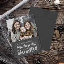 Tarjeta Foto de Halloween Gray oscuro Spooktacular