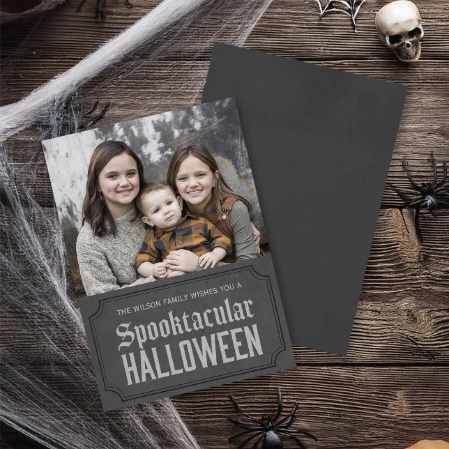 Tarjeta Foto de Halloween Gray oscuro Spooktacular (Subido por el creador)