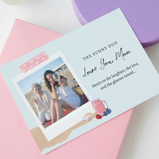 Tarjeta Foto de hija rosa pastel azul día de las madres