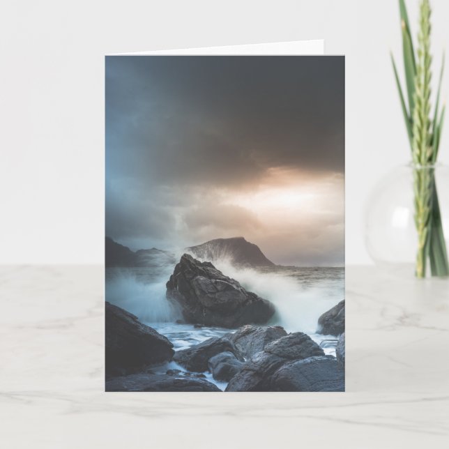 Tarjeta Foto de la costa noruega de la costa del mar (Anverso)