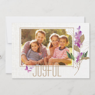 Tarjeta Foto de la familia de moda Lavender y Navidades Pu