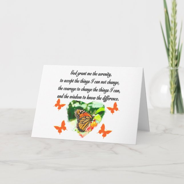 TARJETA FOTO DE LA ORACIÓN DE LA SERENIDAD DE LA MARIPOSA  (Anverso)