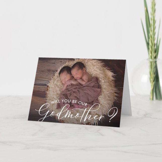 Tarjeta Foto de la propuesta de Twins GodMom (Anverso)