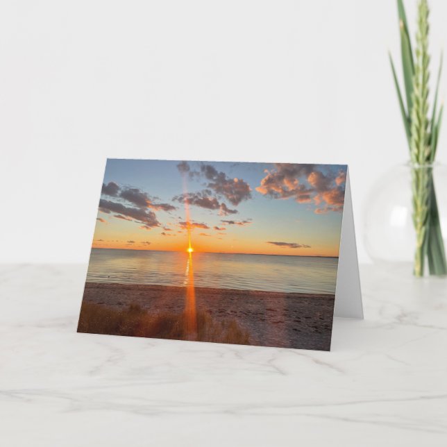 Tarjeta Foto de la puesta de sol en la playa de Cape Cod (Anverso)