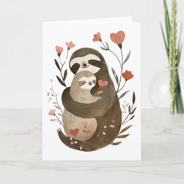 Tarjeta Foto de Mama Sloth y Baby's Mother's Day en forma  (Anverso)