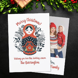Tarjeta Foto de Matryoshka Nesting Doll Cute Navidades