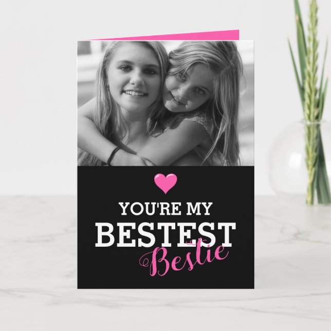 Tarjeta Foto de mejor amigo Personalizado | Bestie (Anverso)