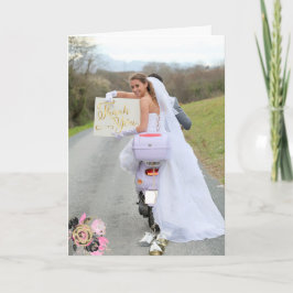 Tarjeta Foto de motocicleta agradecimiento de boda