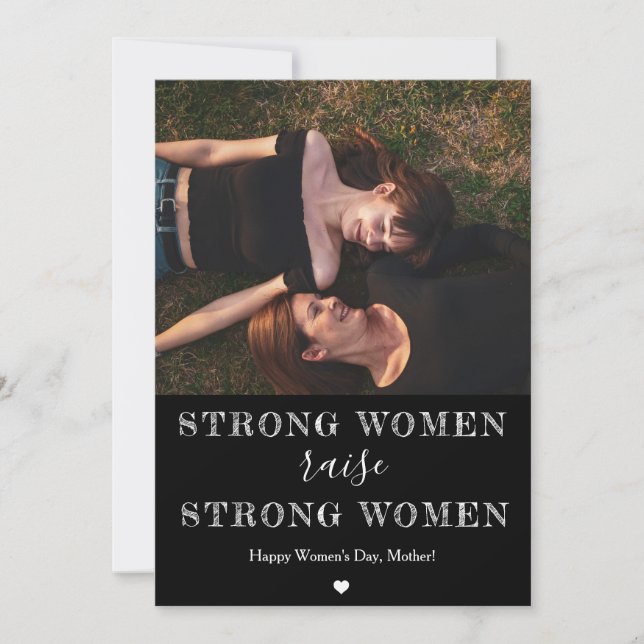 Tarjeta foto de mujer fuerte del día de la madre/feliz día (Anverso)