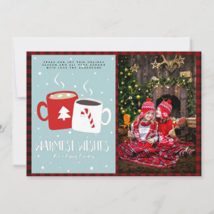 Tarjeta Foto de Navidad a cuadros de búfalo Arte popular m