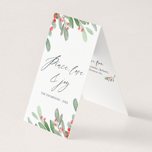 Tarjeta Foto de Navidad alegre con acuarela (Anverso)