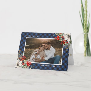 Tarjeta Foto de Navidad de Flor de Pascua con Bayas de Ace